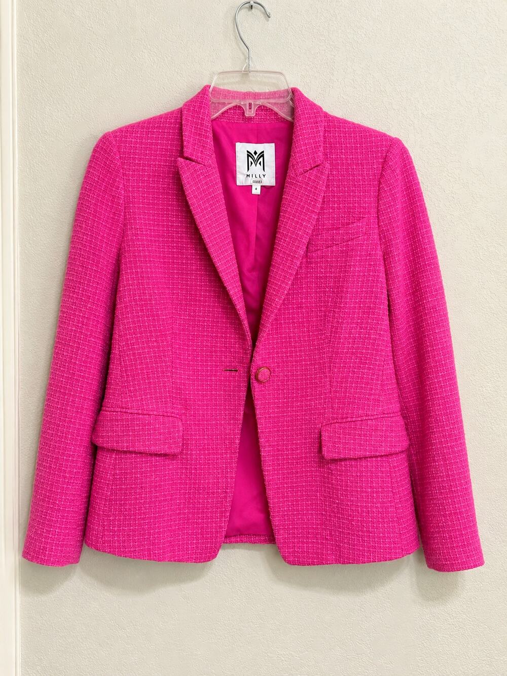 Milly Bright Pink Avery Boucle Blazer